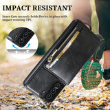 New Upgrade Multifunctional Wallet Zipper Phone Case  For Samsung S21 5G