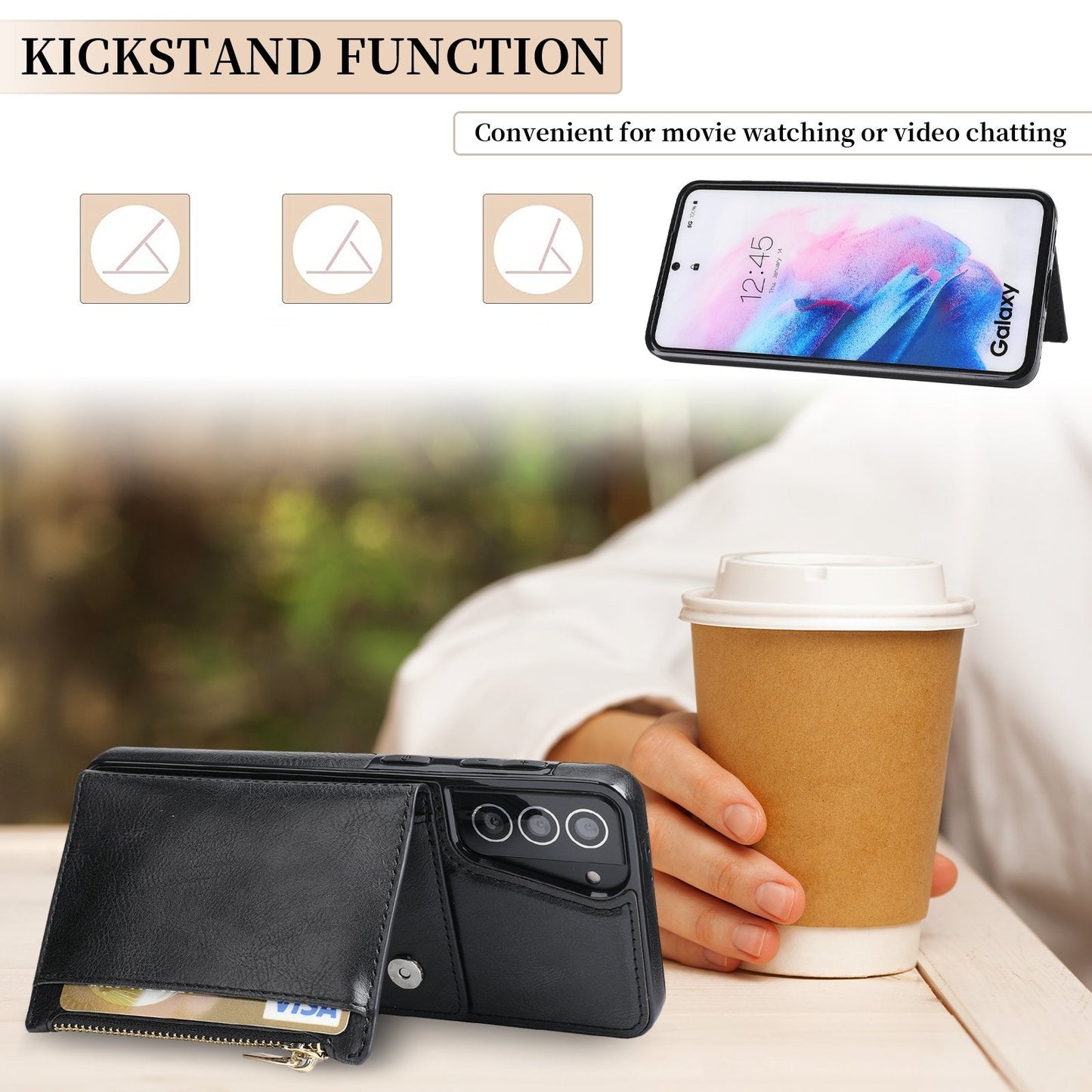 Neues Upgrade Multifunktionale Brieftasche Reißverschluss-Handyhülle für Samsung
