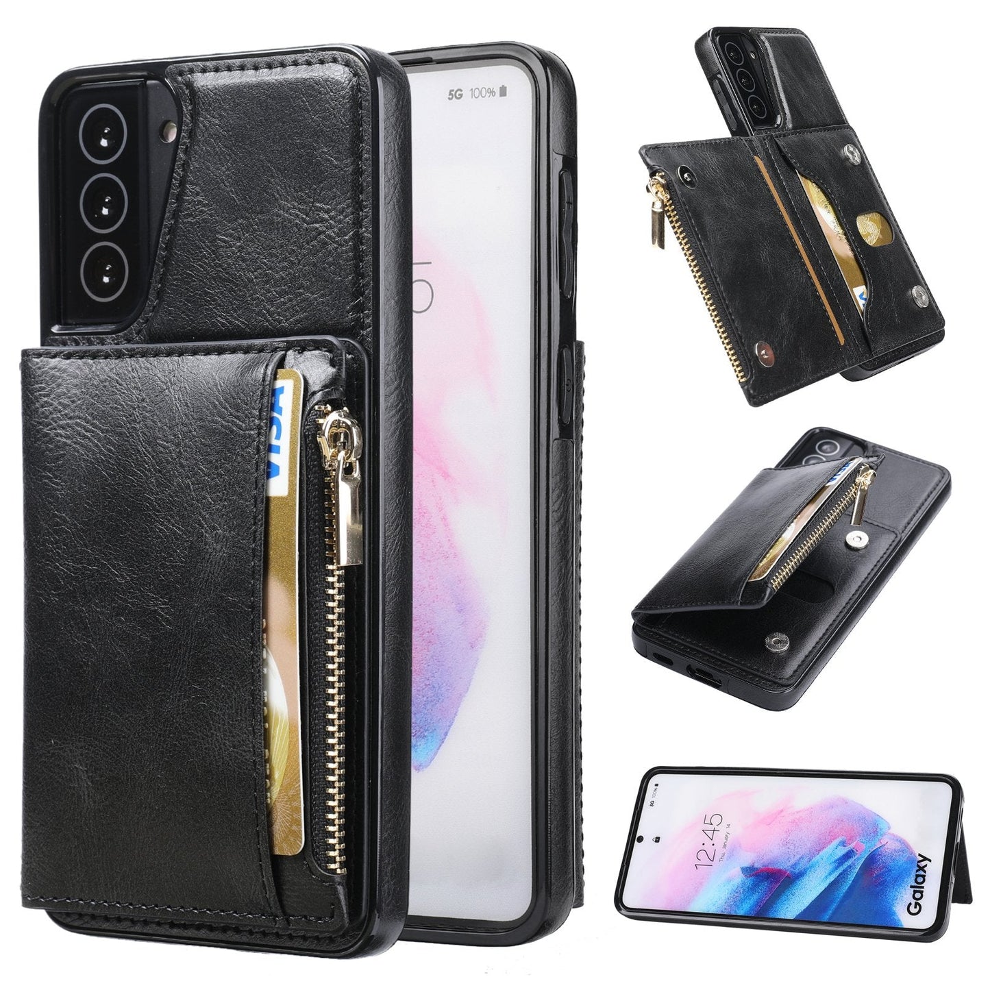 Neues Upgrade Multifunktionale Brieftasche Reißverschluss-Handyhülle für Samsung
