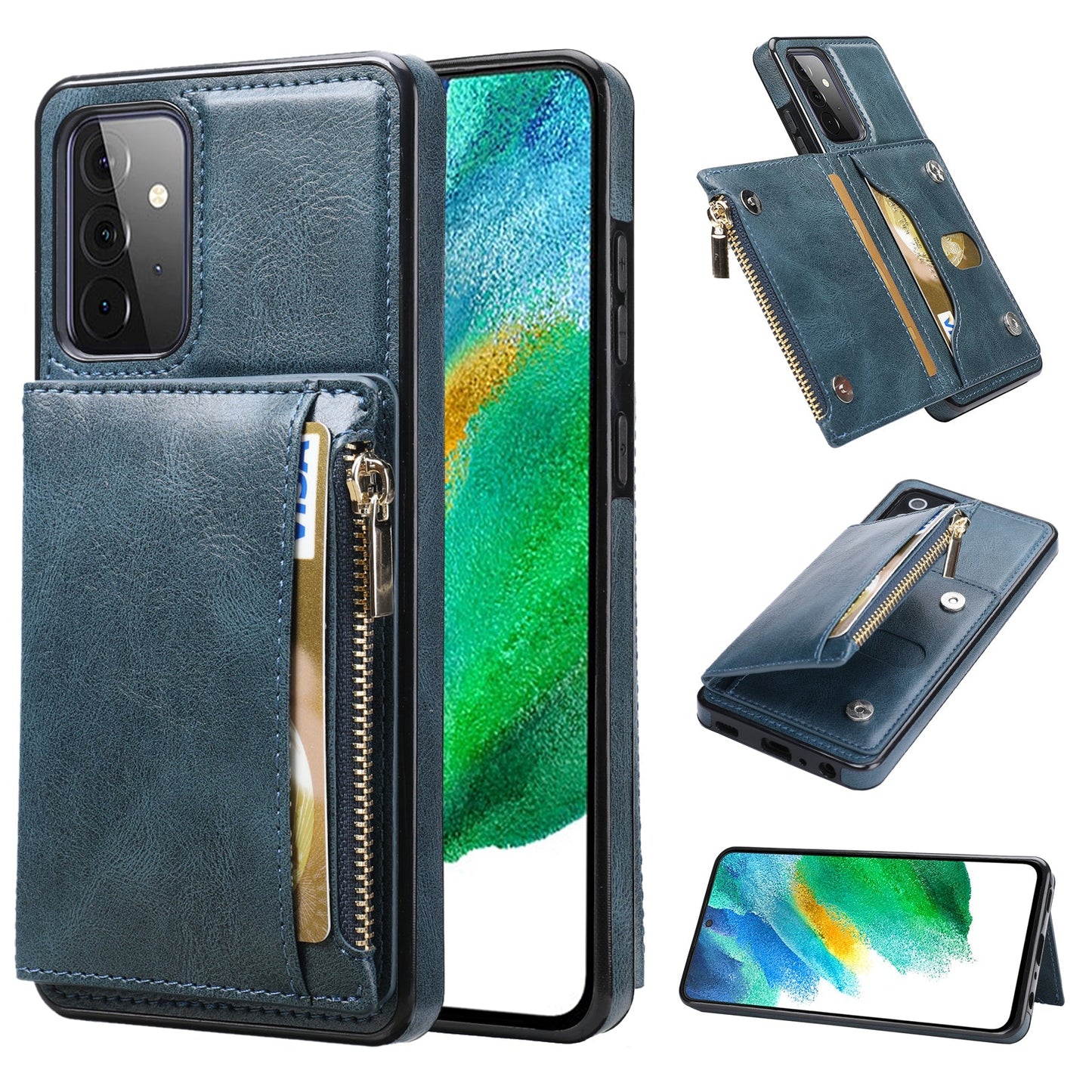 Neues Upgrade Multifunktionale Brieftaschen-Reißverschluss-Handyhülle für Samsung A52 5G