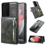 New Upgrade Multifunctional Wallet Zipper Phone Case  For Samsung S21 Ultra 5G