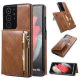 New Upgrade Multifunctional Wallet Zipper Phone Case  For Samsung S21 Ultra 5G