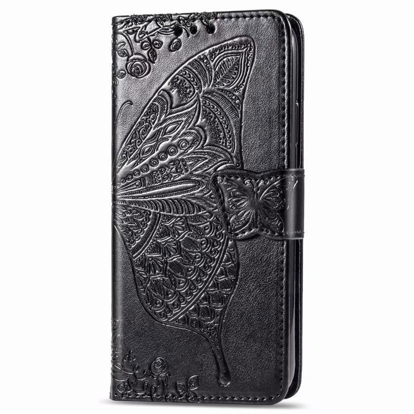 Luxuriöse geprägte Schmetterling Leder Brieftasche Flip Hülle für Samsung Galaxy S9 Plus
