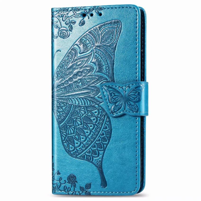 Étui portefeuille en cuir gaufré de luxe avec motif papillon pour Samsung A72 5G