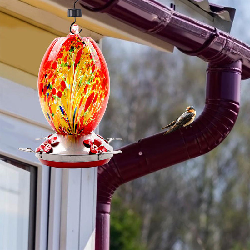 Hummingbird Feeder Hand Blown Glass