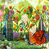 Colorful Metal 3-Panel Butterfly and Flower Garden Screen
