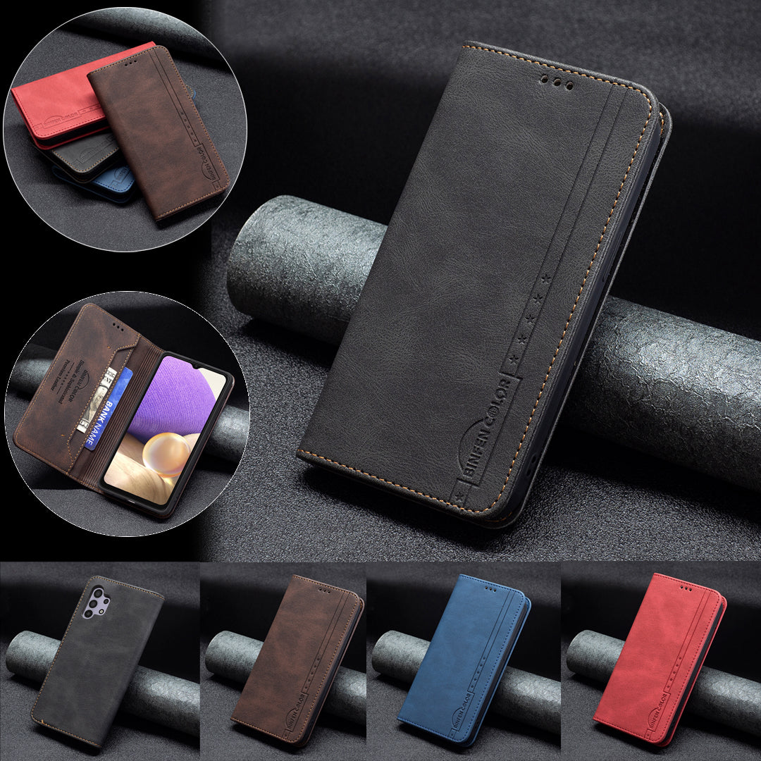 Neue RFID Magnet Leder Brieftasche Flip Hülle Für Samsung