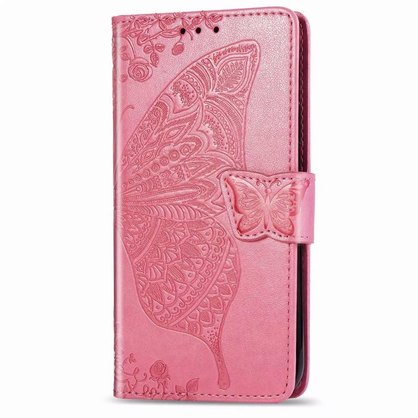 Étui Portefeuille en Cuir Gaufré Papillon de Luxe pour Samsung Galaxy S10 Plus