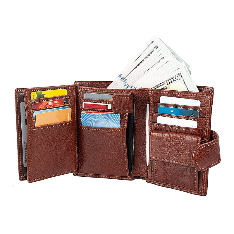 RFID Echtes Leder Kartenetui Dreifach-Herrenbrieftasche