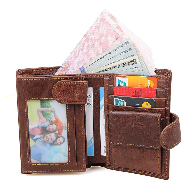 RFID Echtes Leder Kartenetui Dreifach-Herrenbrieftasche