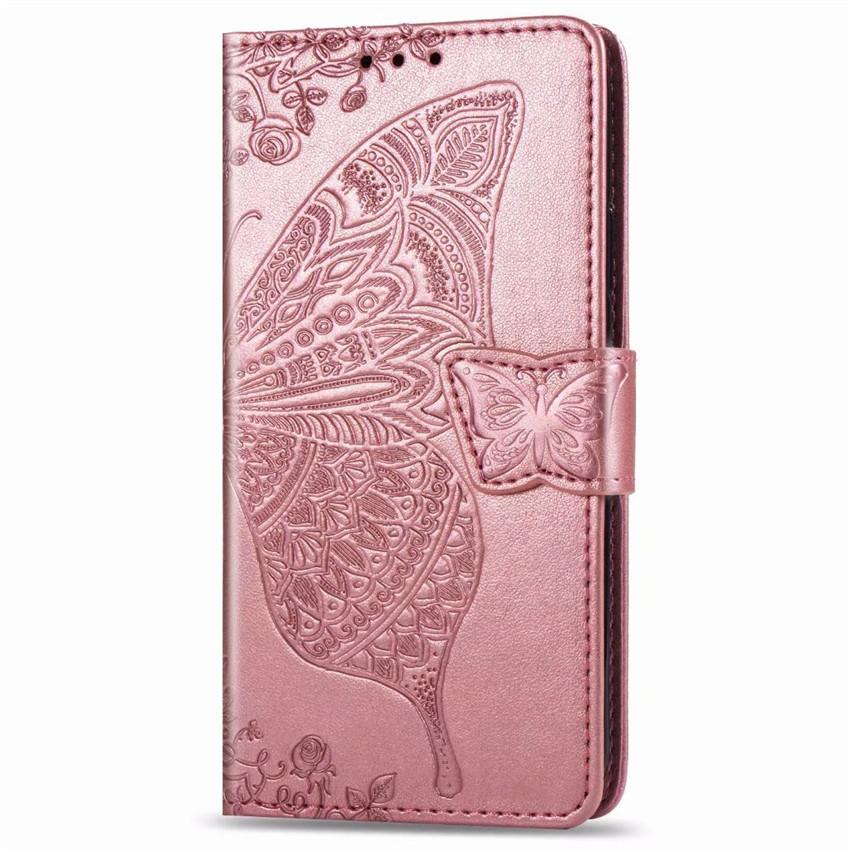 Luxuriöse geprägte Schmetterling Leder Geldbörse Flip Case für Samsung A10E
