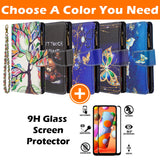 Large Capacity Painted Zipper Leather Case For Samsung S21 Plus 5G